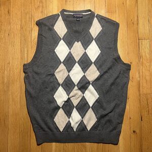 Roundtree & Yorke Sweater Vest Argyle Men’s Gray Size Large Pullover